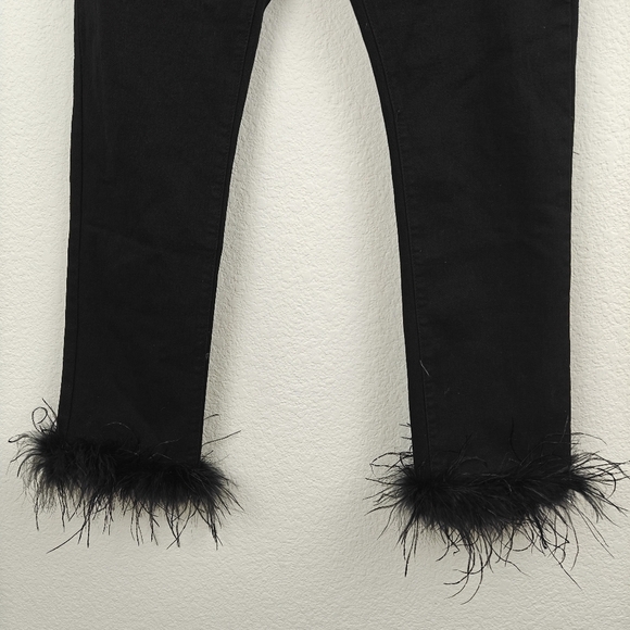 Buddy Love Kyla Feather Trim Ankle Pants - Black Size 27 Women's - Picture 7 of 15